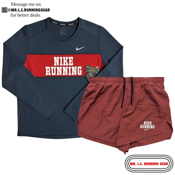 Nike Dri-Fit Heritage Running Crew Top Nike Running Shorts DA3051 DA3045-677